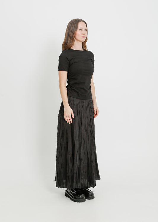 MIETTA PLEAT SKIRT / BLACK