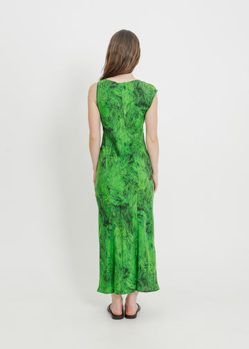 ROCHELLE DRESS / GREEN FUR