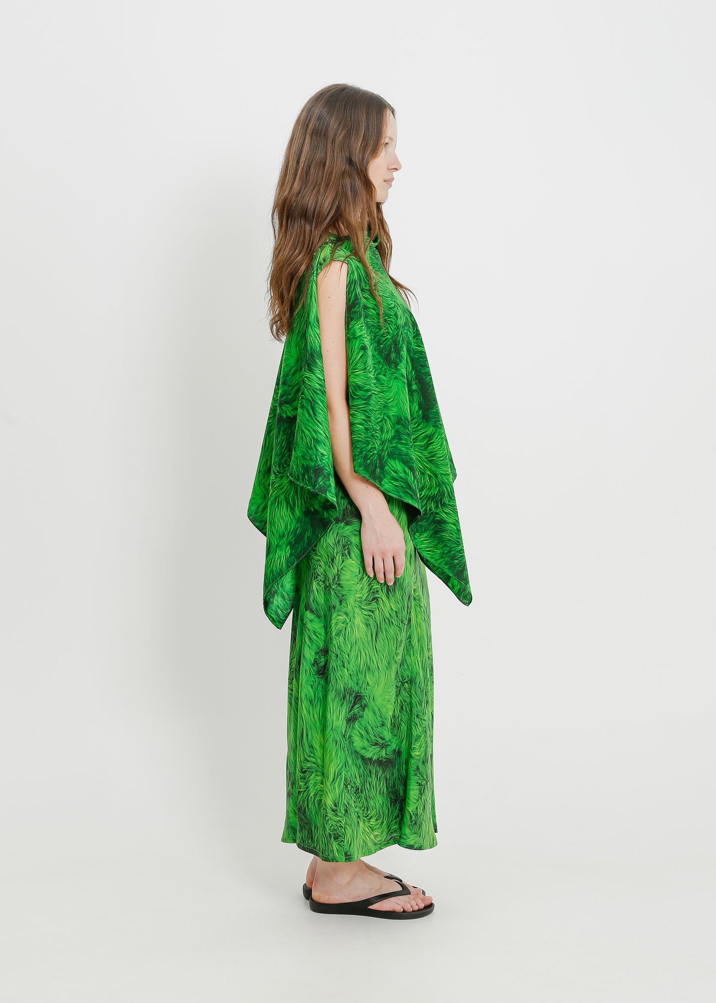 KATHY SILK SCARF / GREEN FUR