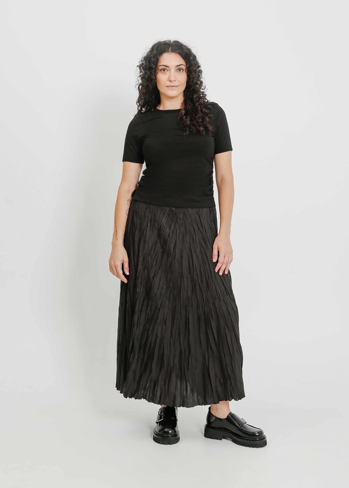 MIETTA PLEAT SKIRT / BLACK