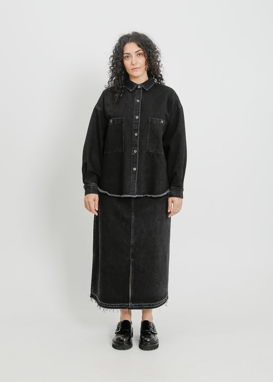 ENNIS DENIM OVERSHIRT / BLACK