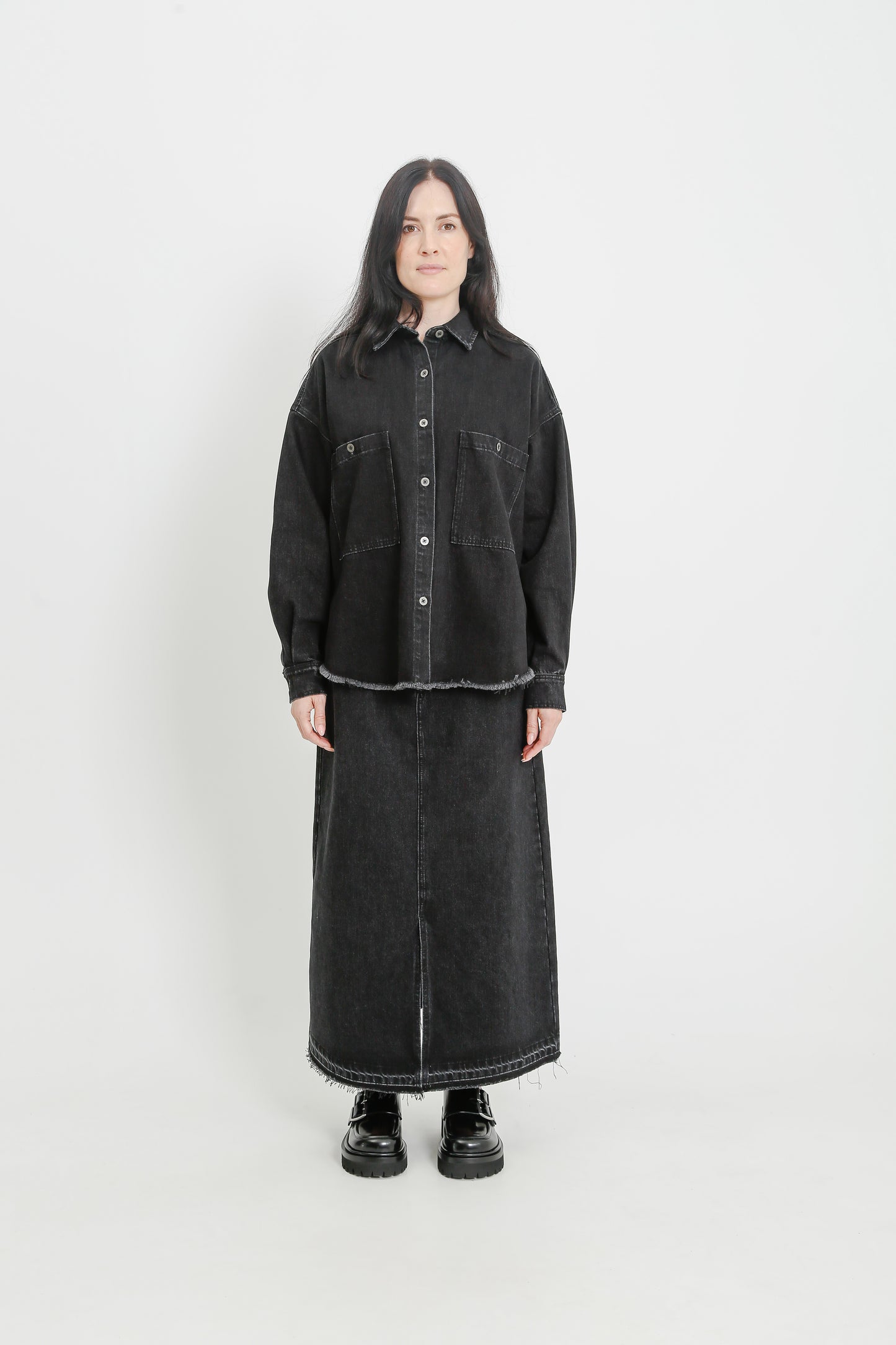 ENNIS DENIM OVERSHIRT / BLACK