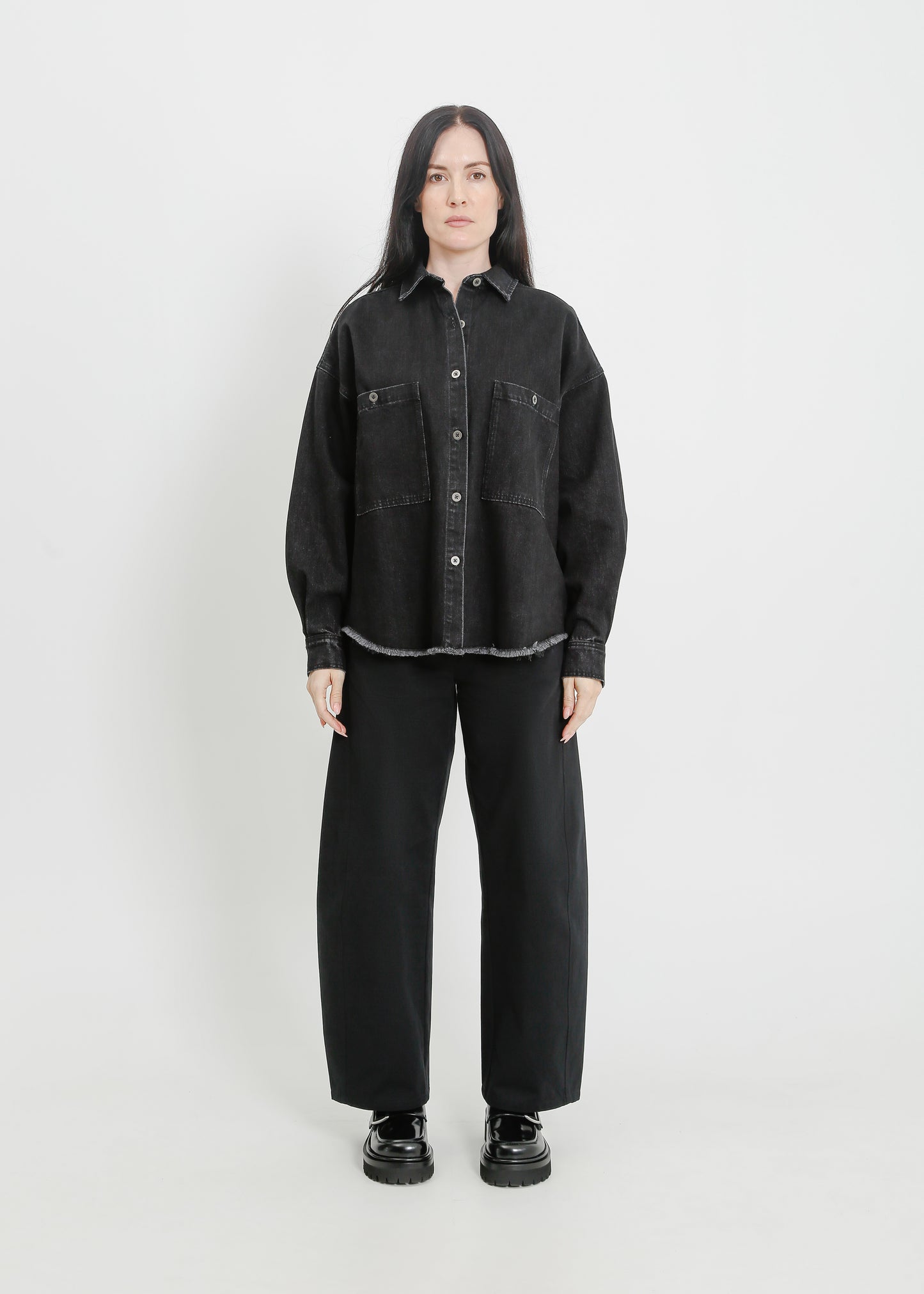 ENNIS DENIM OVERSHIRT / BLACK