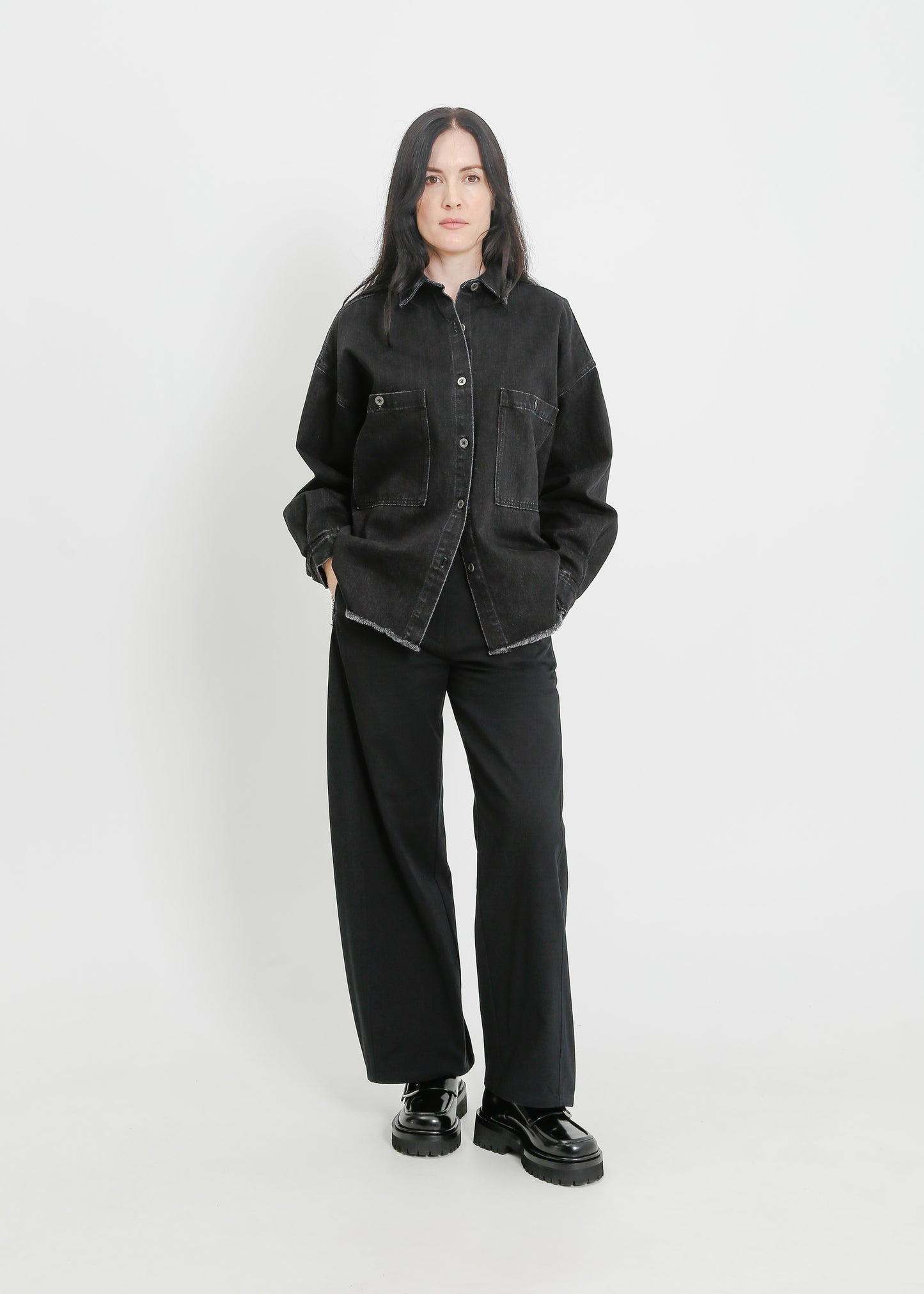 ENNIS DENIM OVERSHIRT / BLACK