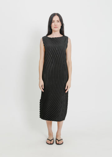 CARMELA PLEAT DRESS / BLACK