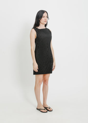 AISHA PLEAT DRESS  / BLACK