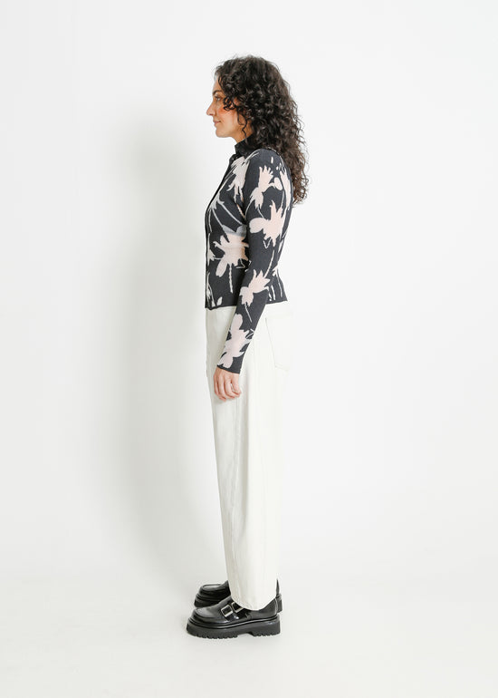 SEDONA KNIT CARDI / CHARCOAL-WHITE