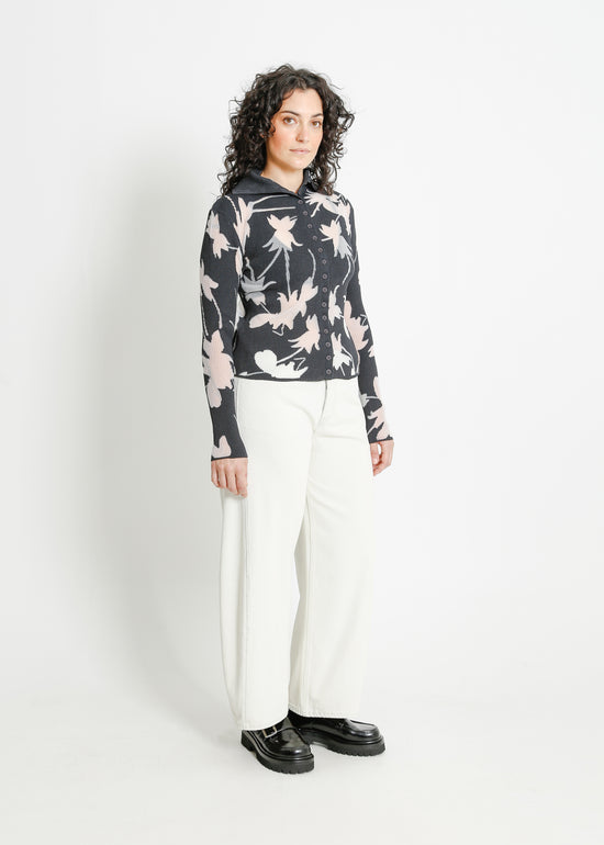 SEDONA KNIT CARDI / CHARCOAL-WHITE