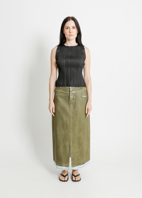 INDIO DENIM SKIRT / KHAKI