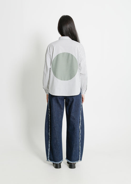 AMERIE SHIRT / WHITE-GREEN