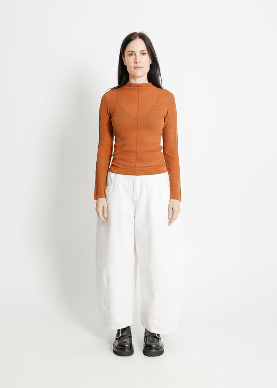 SANA KNIT / KHAKI-TANGERINE