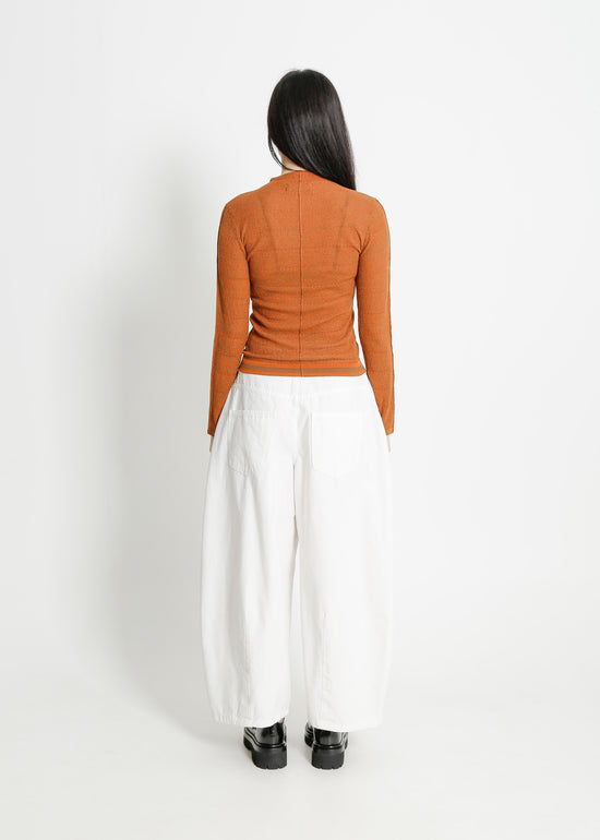 SANA KNIT / KHAKI-TANGERINE