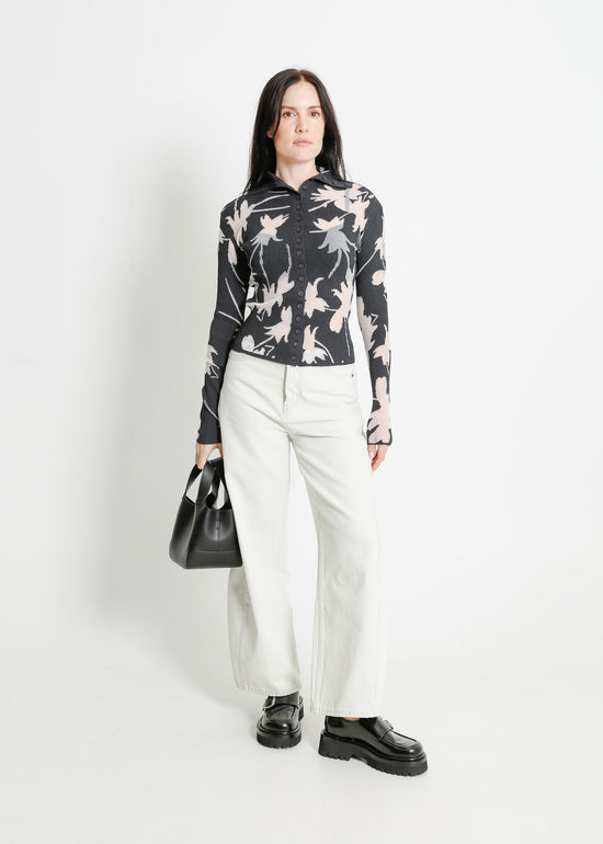 SEDONA KNIT CARDI / CHARCOAL-WHITE