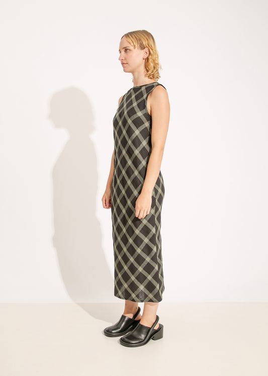 AGNES DRESS / KHAKI-BLACK-TEAL