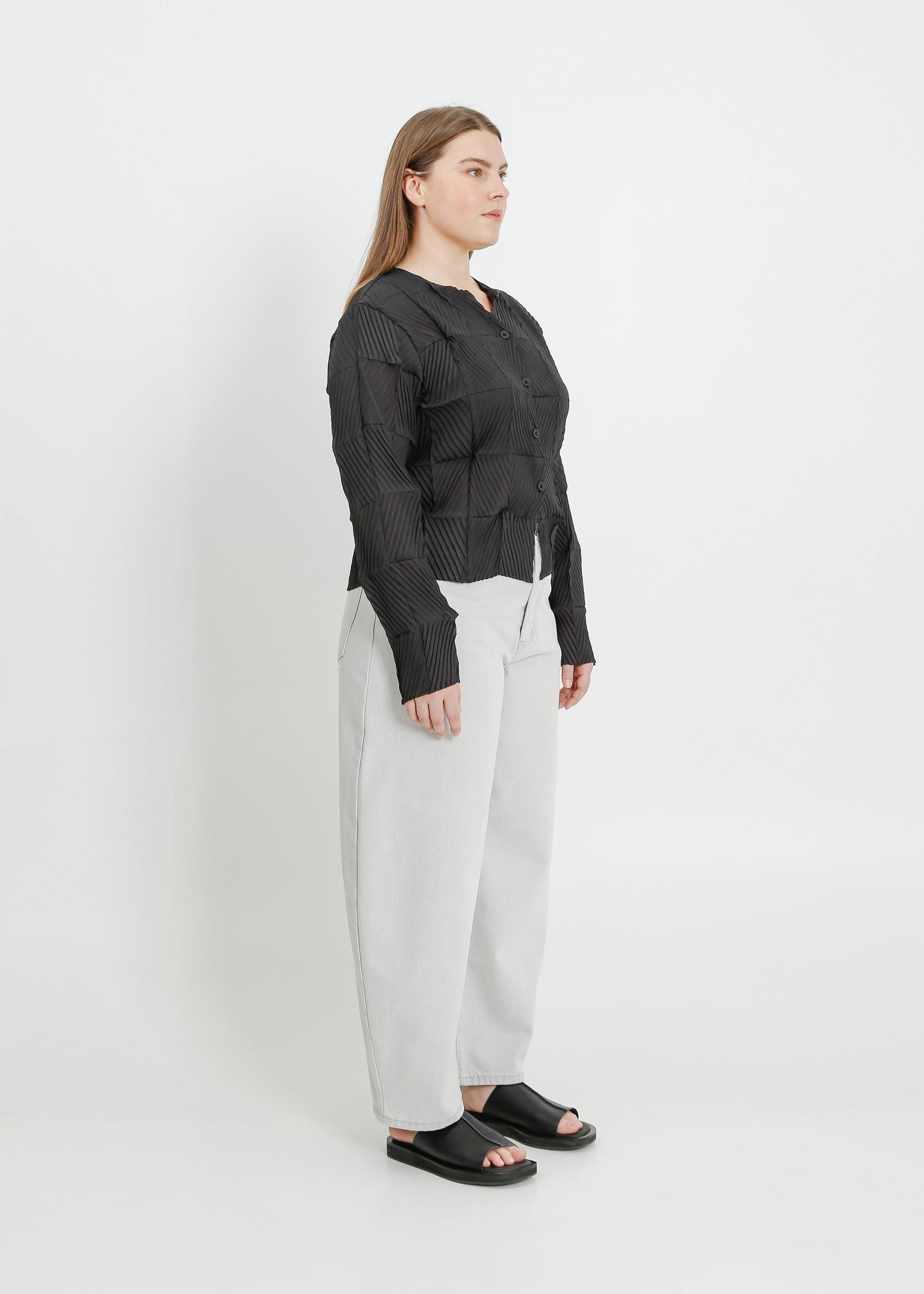 IRA PLEAT CARDI / BLACK