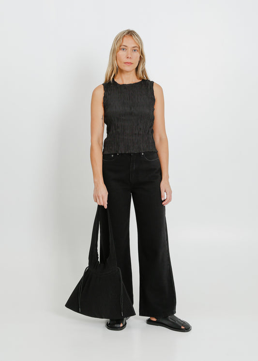 ASH PLEAT TOTE / BLACK