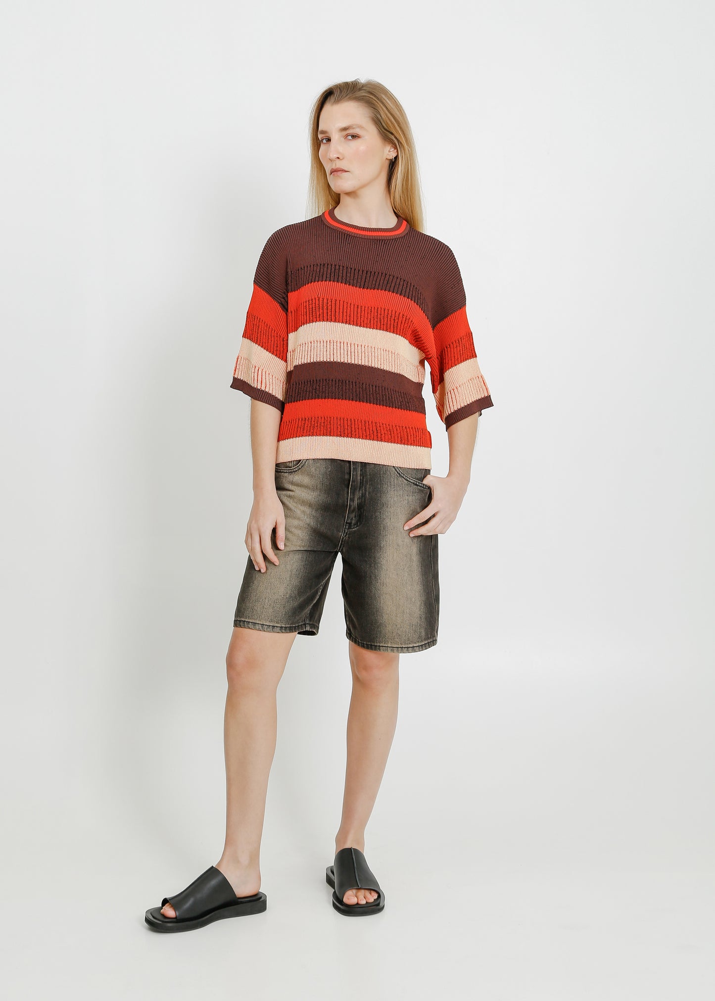 MERRICK KNIT TEE / POPPY-CHOCOLATE-LEMONADE