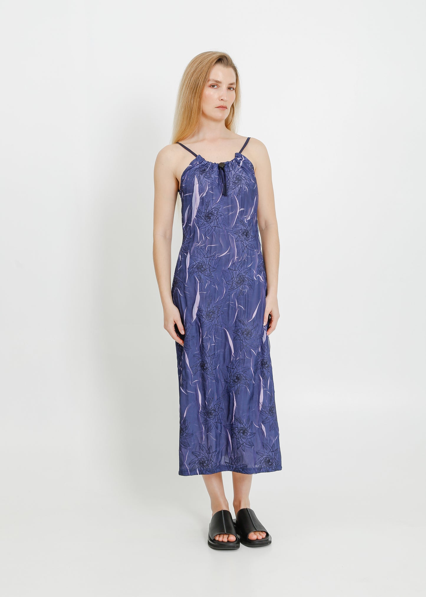 LOWEN PLEAT DRESS / NAVY-MAUVE