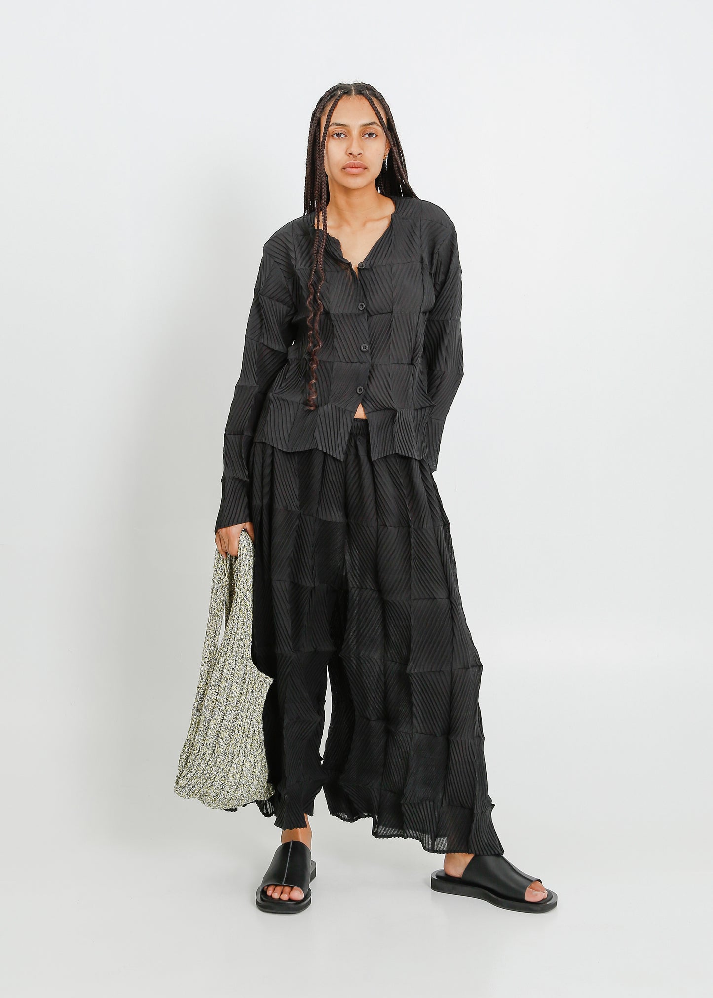 IRA PLEAT CARDI / BLACK