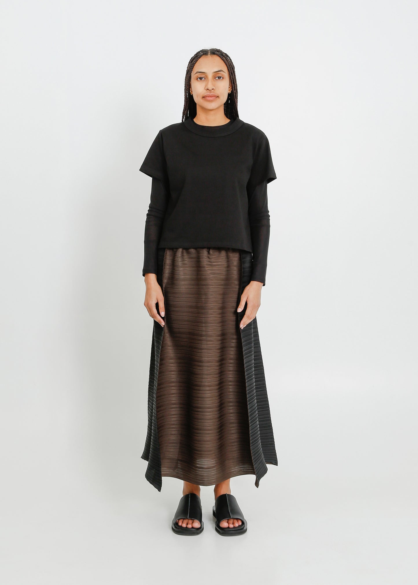 BRISTOL SKIRT  / CHOCOLATE-BLACK