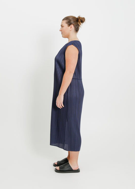 REAH PLEAT DRESS  / NAVY