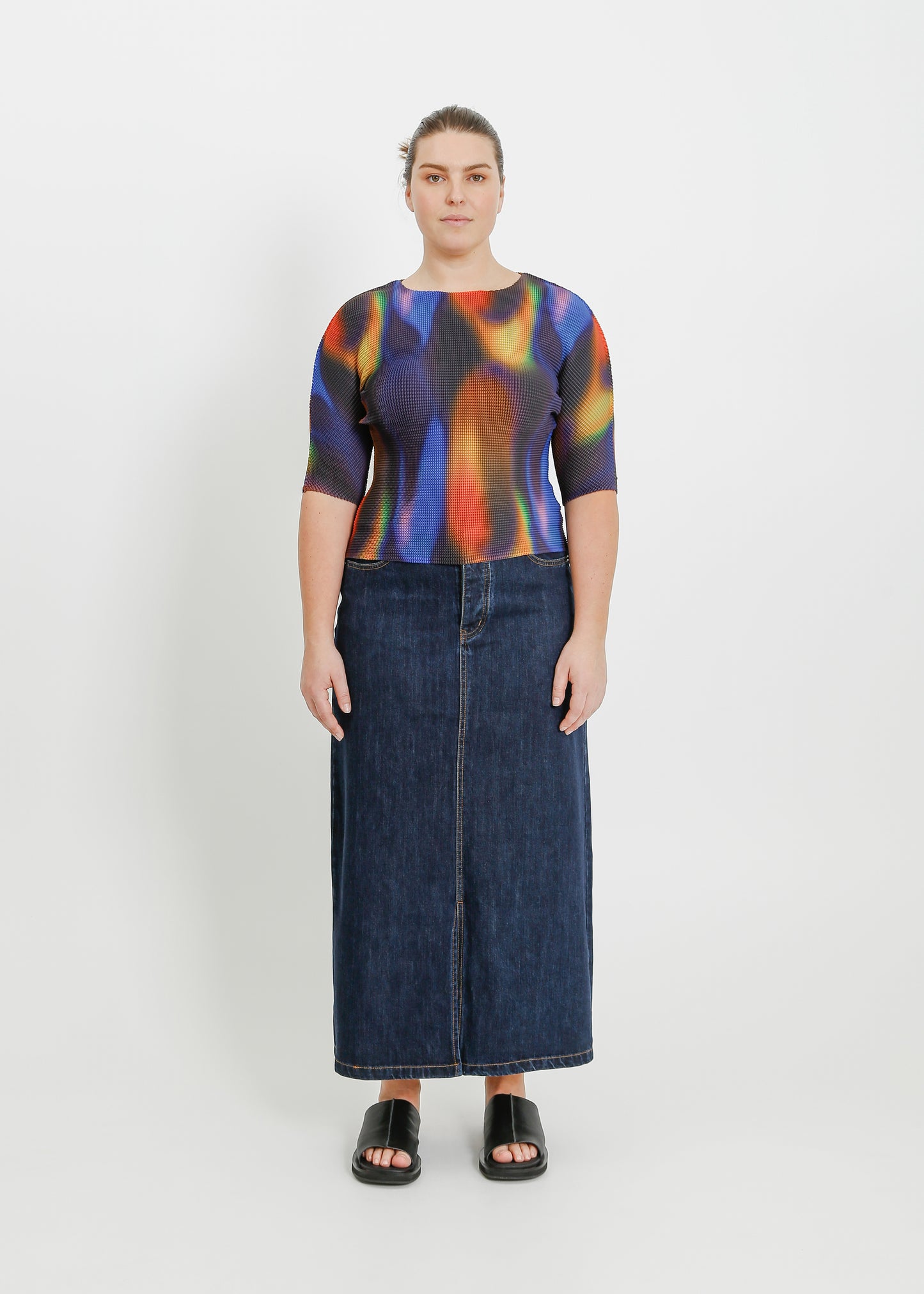 RUNE PLEAT TOP / BLUR