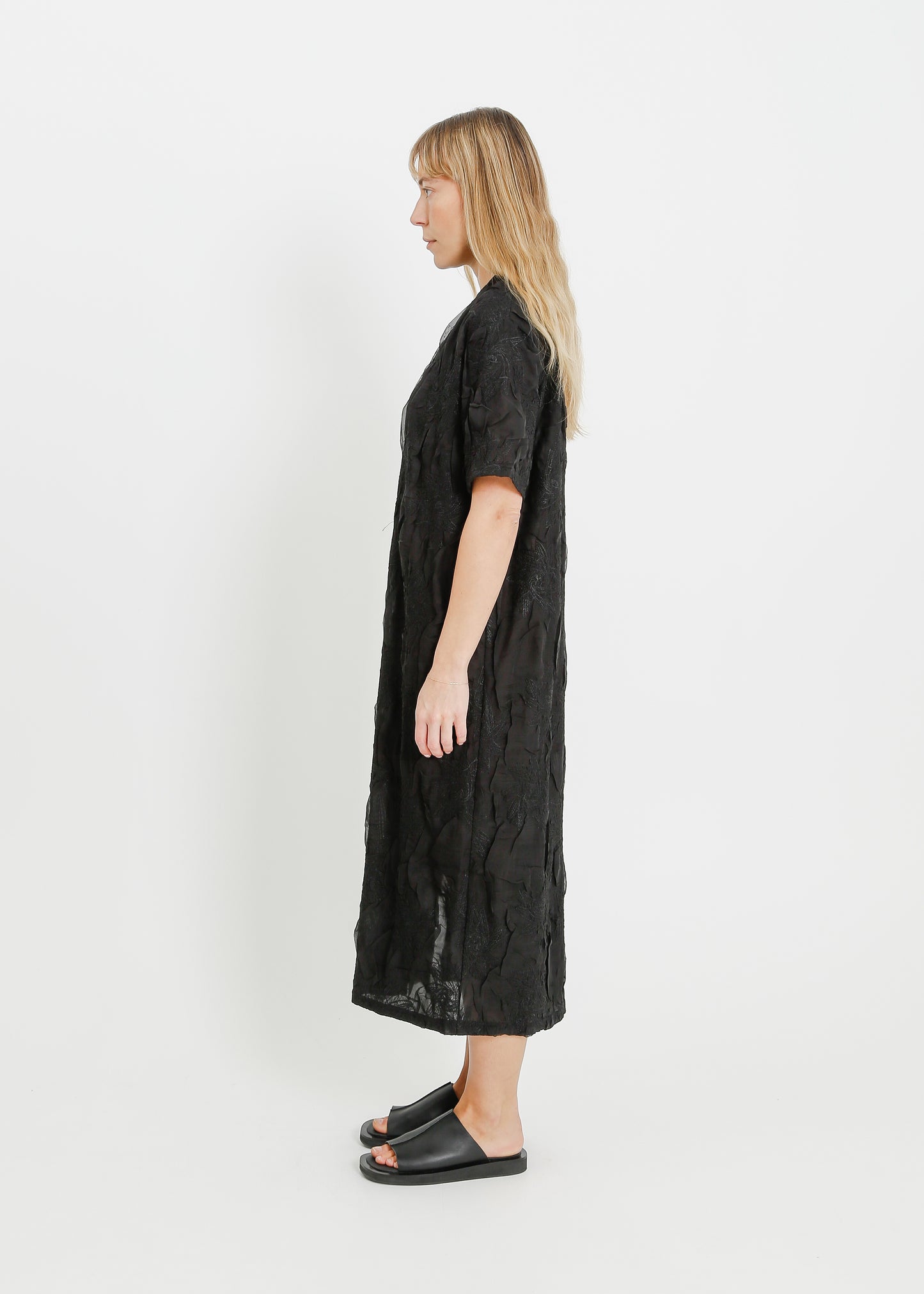 STORY PLEAT TEE DRESS / ONYX