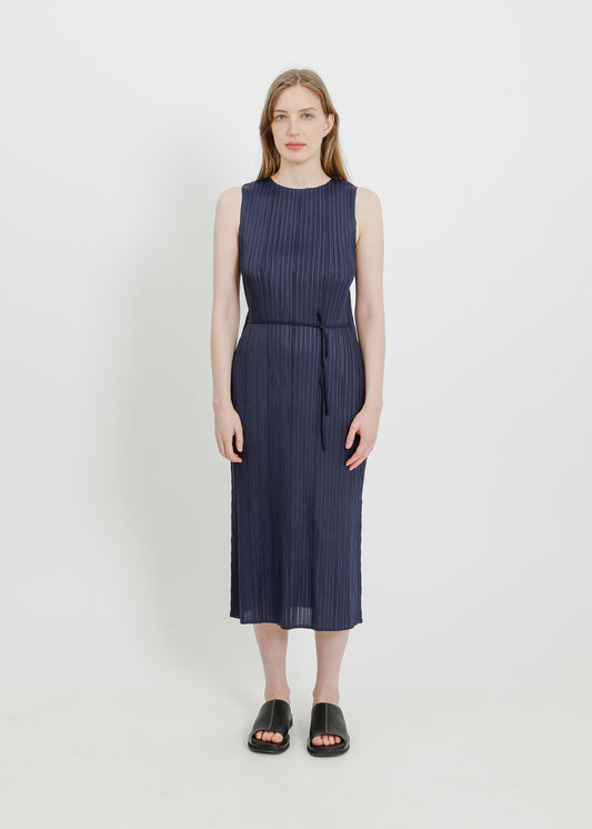 REAH PLEAT DRESS  / NAVY