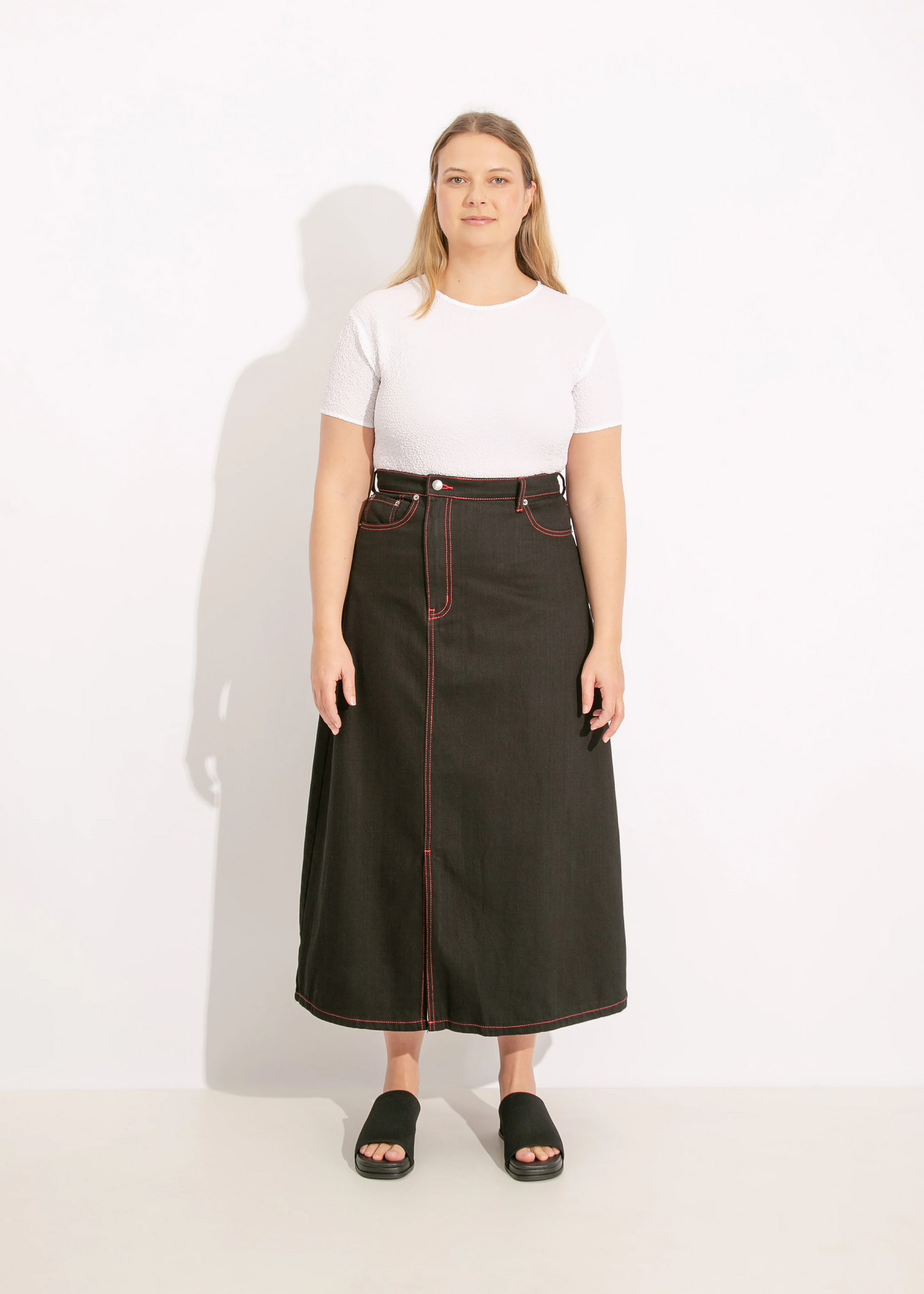 S24 | DEMI SKIRT / BLACK-ORANGE