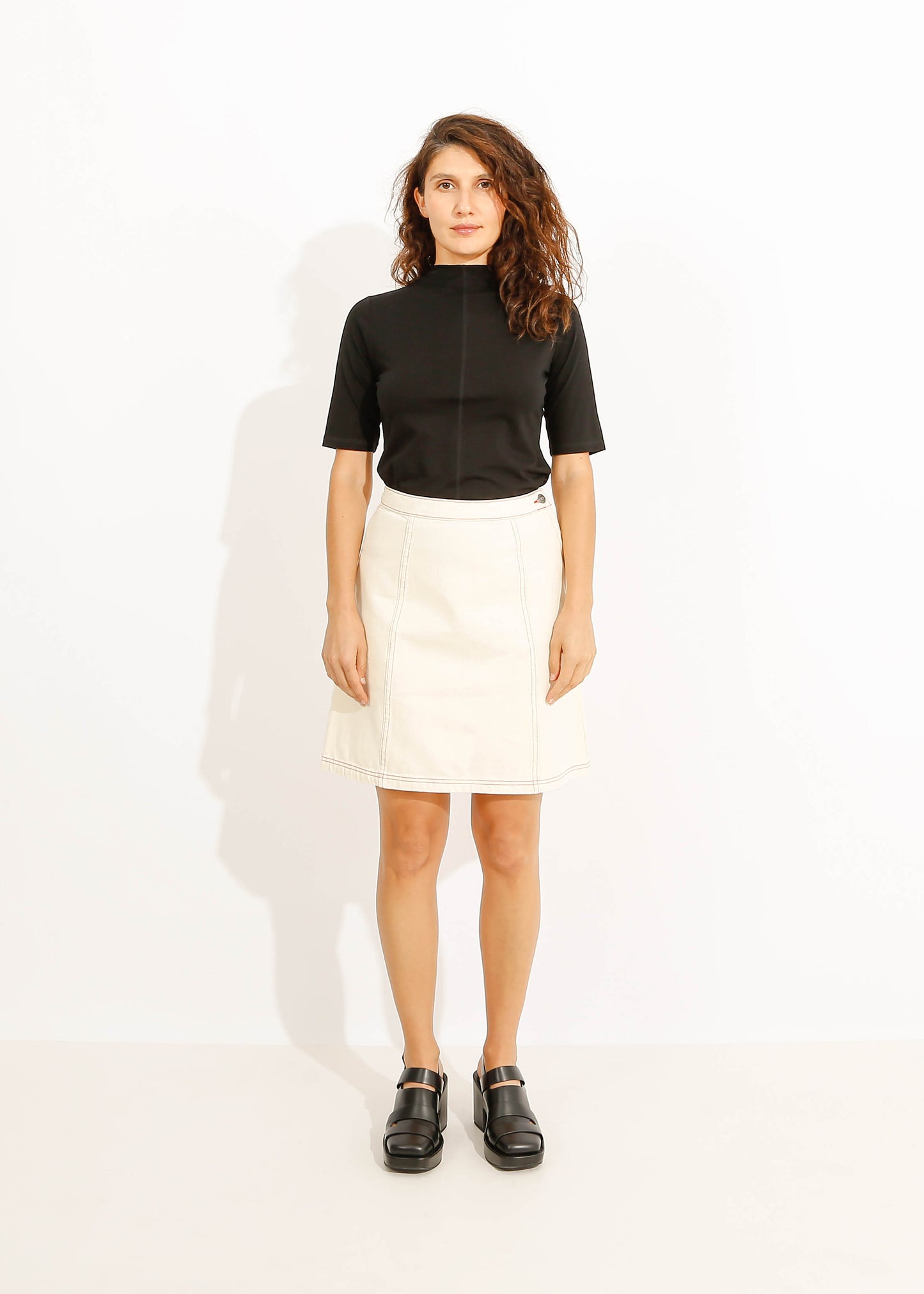 W23 | DREW MINI SKIRT / CREAM-ORANGE